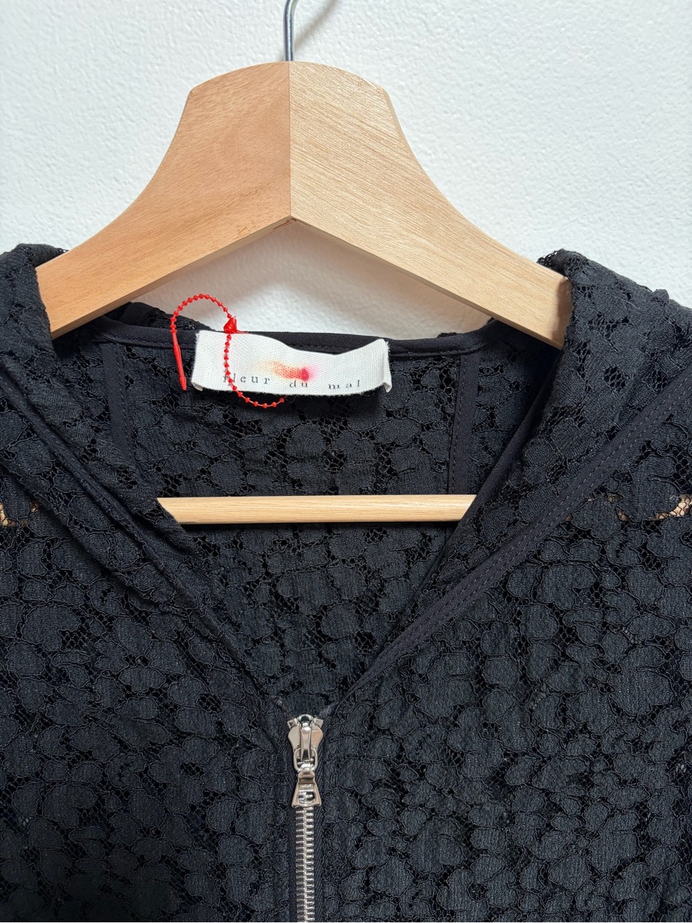 Fleur du Mal Black Lace Zip Hoodie - Picture 2 of 5